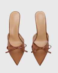 Vita Bow Mesh Mules In Caramel