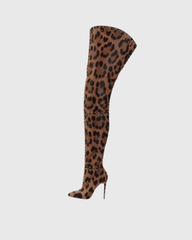 Yayoi Rivet Leopard Over The Knee Boots