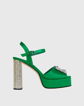 Zaahir Rhinestone Strap Platform Sandals In Green