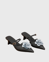 Zadie Rose Satin Mules In Black