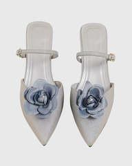 Zadie Rose Satin Mules In Blue
