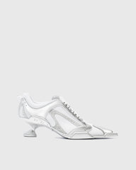 Zahava Lace up Sneaker Flared Heels In Silver