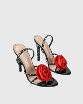 Zaira Polka Dot Flower Slingback Sandals