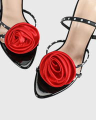 Zaira Polka Dot Flower Slingback Sandals