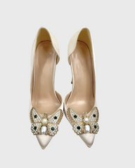 Zareen Butterfly Side Cut Pumps In Champagne