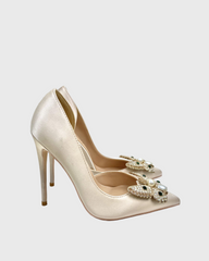 Zareen Butterfly Side Cut Pumps In Champagne