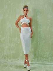 Alanna Cutout Halter Neck Slit Dress