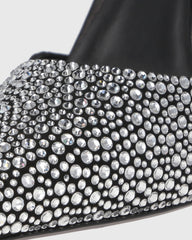 Zoe Rhinestone Faux Fur Strap Pumps