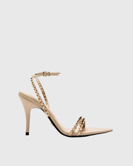 Zoie Rivet Cross Strap Sandals In Natural