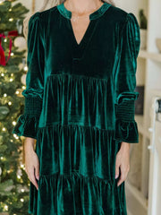 Velvet Tiered Notched Mini Dress