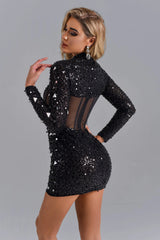 Diamonate Mini Corset Dress-Black