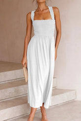 Crisscross Smocked Wide Strap Dress