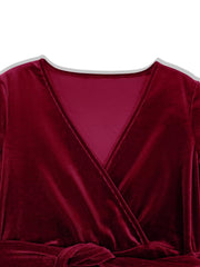 Velvet Wrap Surplice Maxi Dress