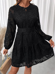 Button-Front Balloon Sleeve Mini Dress