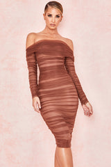 Aliha Elegant Off Shoulder Midi Dress