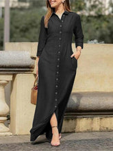 Full Size Button-Down Maxi Denim Dress Plus Size