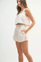 MABLE Square Neck Crop Top and Shorts Set