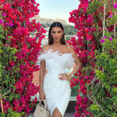 Alyia Elegant Sleeveless Split Feather Dress