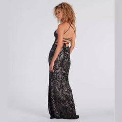 Elegant Sequins Slit Dress