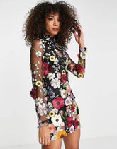 Multi Dime Flower Sheath Dress