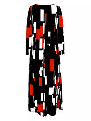 Geometric Print Long Sleeve Maxi Dress