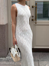 Openwork Eyelet Knit Maxi Dress