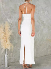 Slit Back Halter Neck Maxi Dress