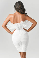 Chic White Elegant Ruched Dress