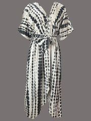 Tie-Dye Tie Waist Wrap Dress