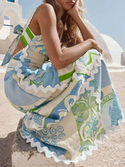 Tied Back Printed Maxi Dress