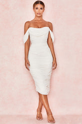 Lemily Ruched Draped Chiffon Dress