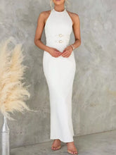 Slit Back Halter Neck Maxi Dress