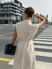 Tie Waist Cap Sleeve Maxi Dress