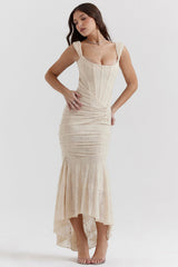 Alyia Vintage Cream Maxi Dress