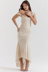 Alyia Vintage Cream Maxi Dress
