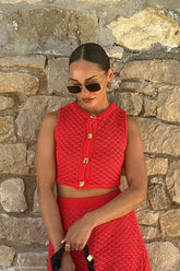 Lemzo Short-sleeved Sweater Sheath Skirt Set