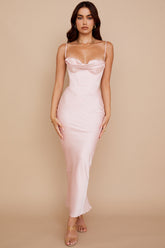 Elegant Corset Maxi Dress-Pink