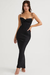 Elegant Corset Maxi Dress-Black