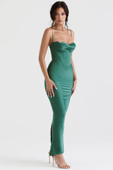 Elegant Corset Maxi Dress-Green
