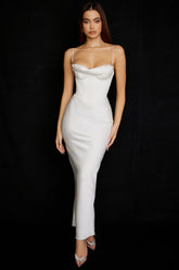 Elegant Corset Maxi Dress-White
