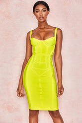 Sexy Sling Bag Hip Dress-Yellow