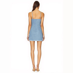 Elegant Light Blue Sweet Mini Dress