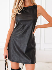 Vegan Leather Sleeveless Mini Dress