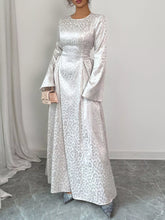 Leopard Lace Up Long Sleeve Maxi Dress