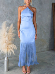 Fringe Halter Neck Dress