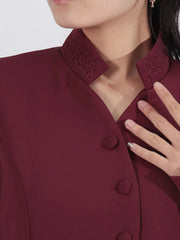 Button Up Long Sleeve Top and Pleated Skirt Set