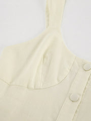Button-Front Wide Strap Romper