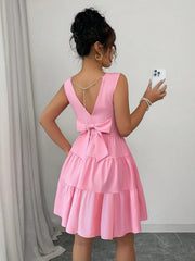 Round Neck Sleeveless Tiered Dress