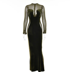 Hollow Long-sleeved Round Neck Backless Dress