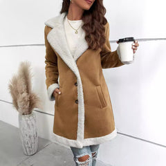 Modern sleeved Velvet Thick Woolen Coat